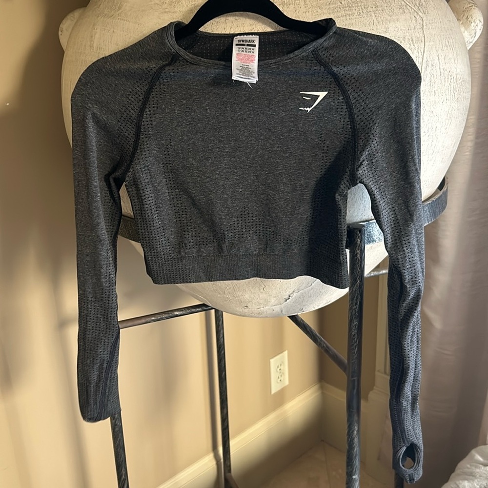 Gymshark Vital Seamless 2.0 Long Sleeve Crop Top - Charcoal Marl